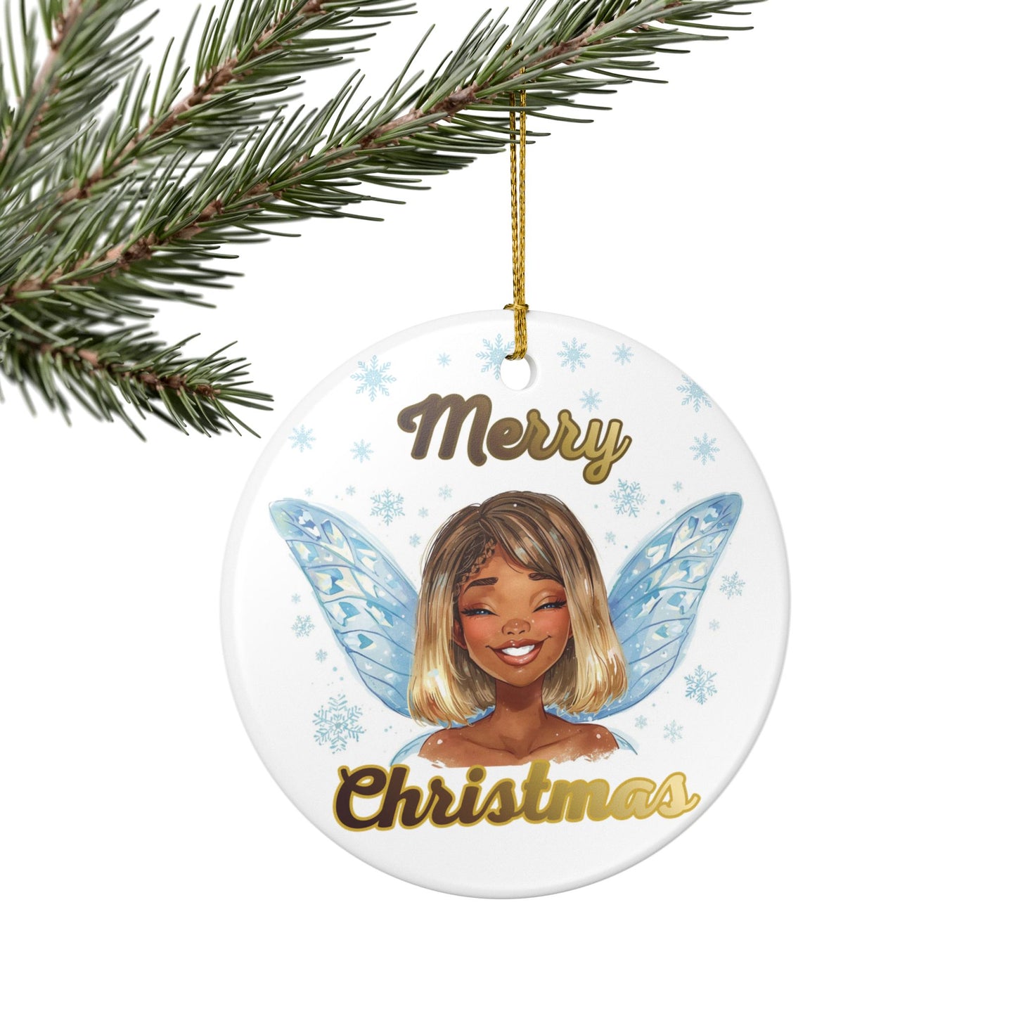 Merry Christmas Fairy Ceramic Ornament — Festive Holiday Tree Decoration