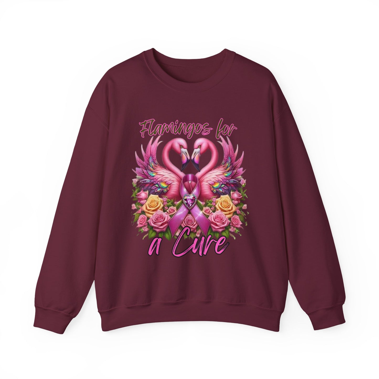 Flamingos For a Cure Breast Cancer Awareness Crewneck Sweatshirt