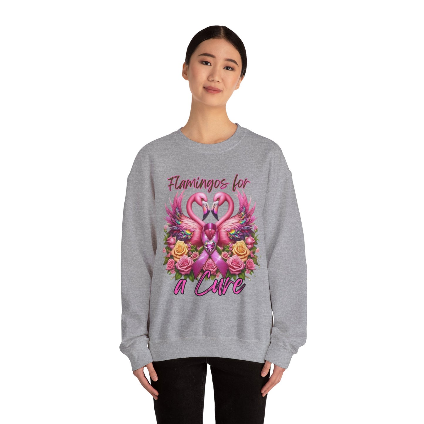 Flamingos For a Cure Breast Cancer Awareness Crewneck Sweatshirt