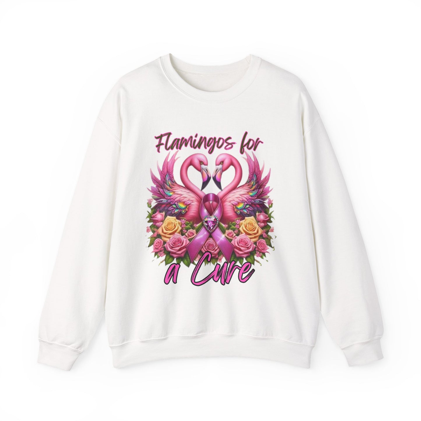 Flamingos For a Cure Breast Cancer Awareness Crewneck Sweatshirt