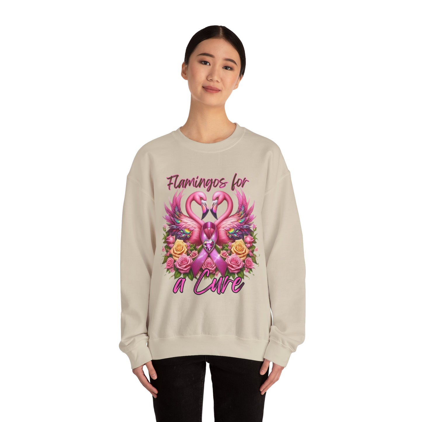 Flamingos For a Cure Breast Cancer Awareness Crewneck Sweatshirt