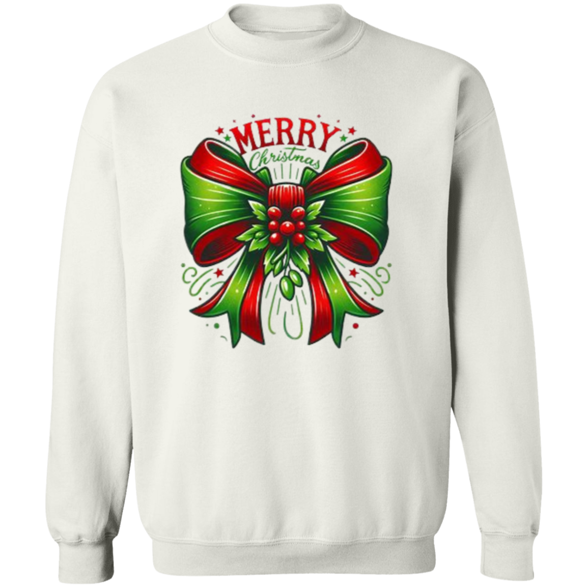 Merry Christmas Bow Ribbon -Pullover Sweatshirt