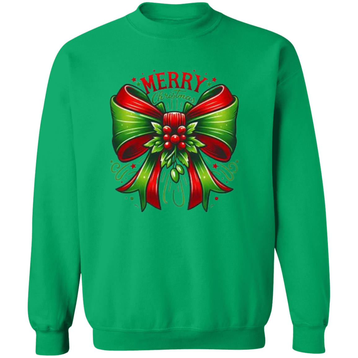 Merry Christmas Bow Ribbon -Pullover Sweatshirt