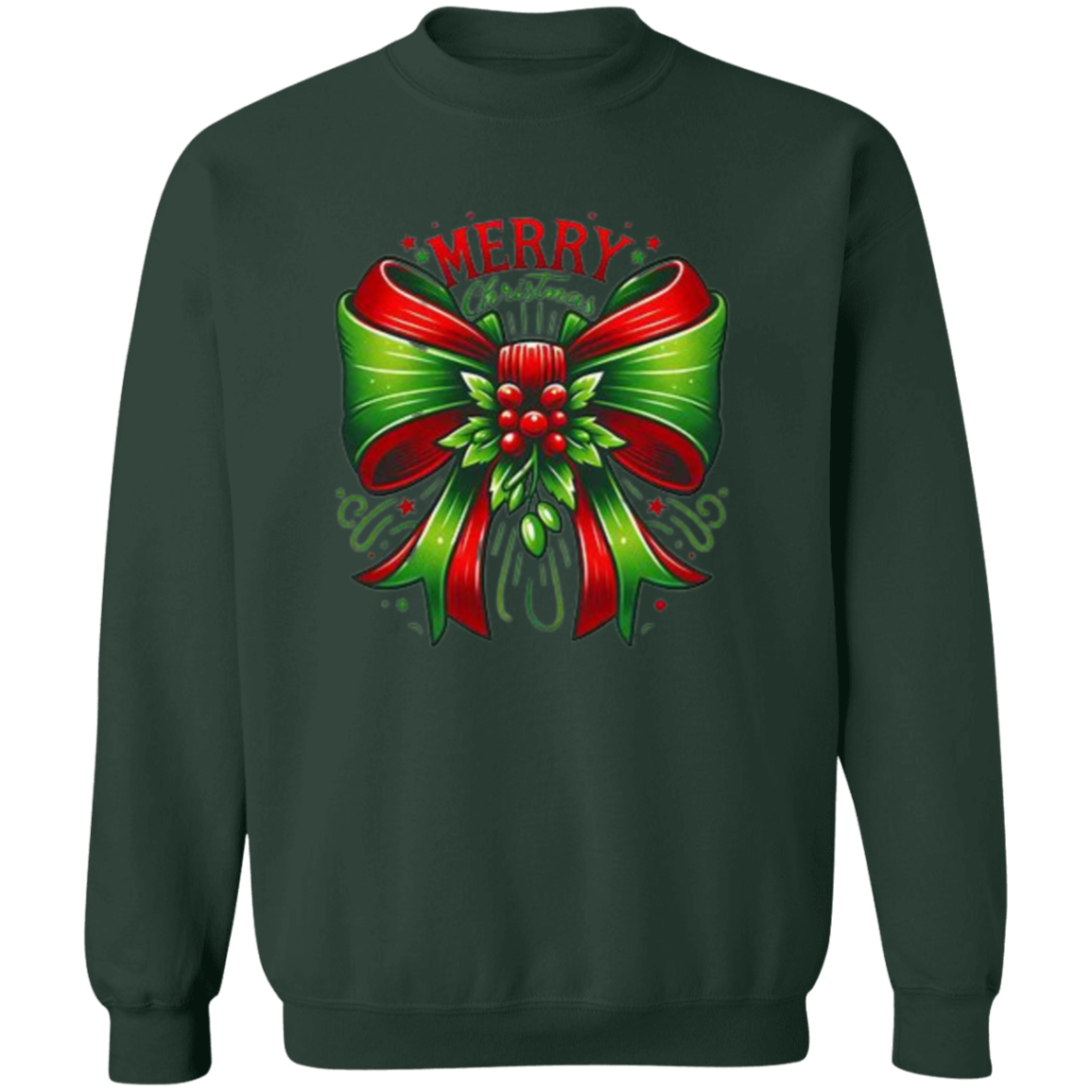 Merry Christmas Bow Ribbon -Pullover Sweatshirt