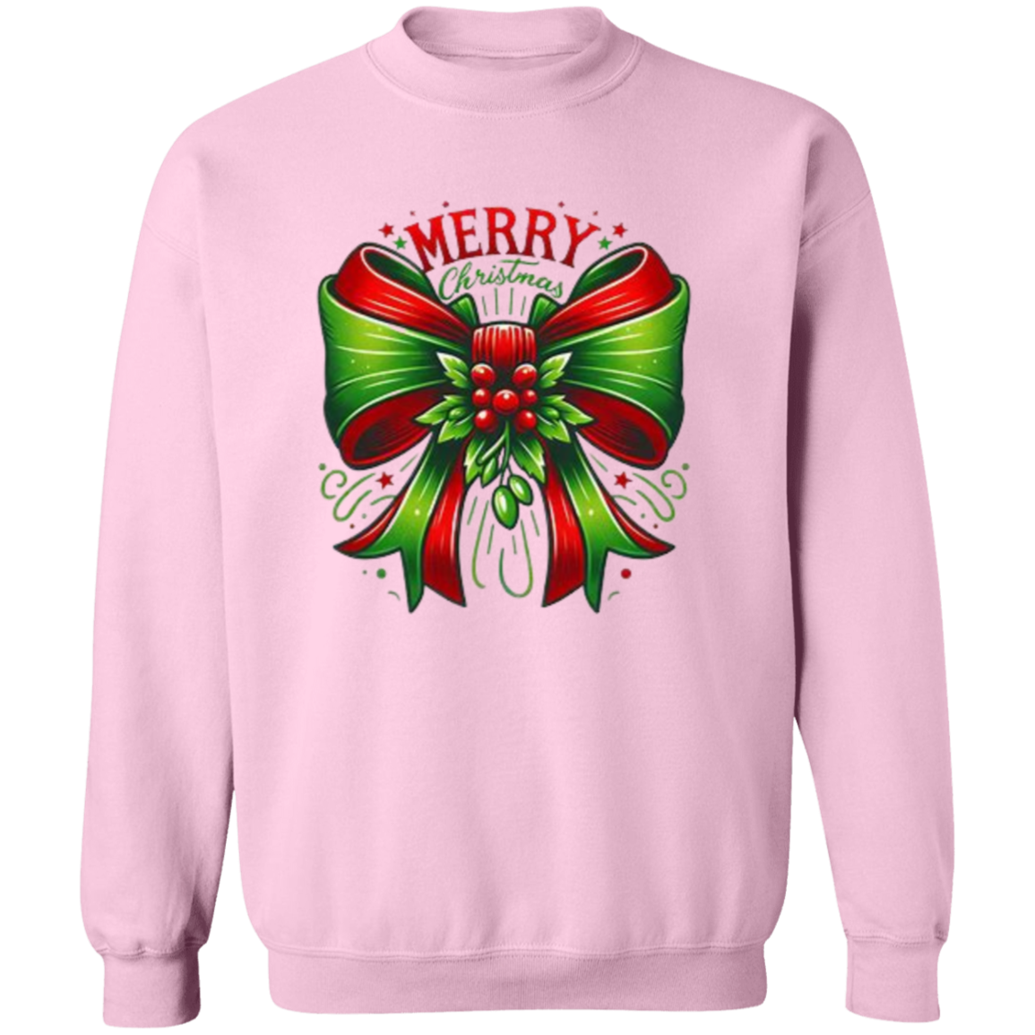 Merry Christmas Bow Ribbon -Pullover Sweatshirt