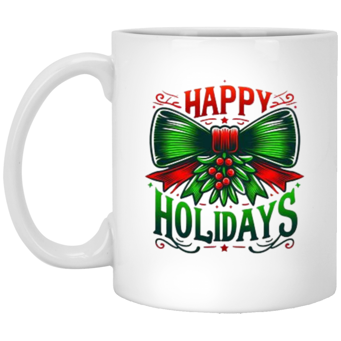 Happy Holidays Christmas Bow Mug