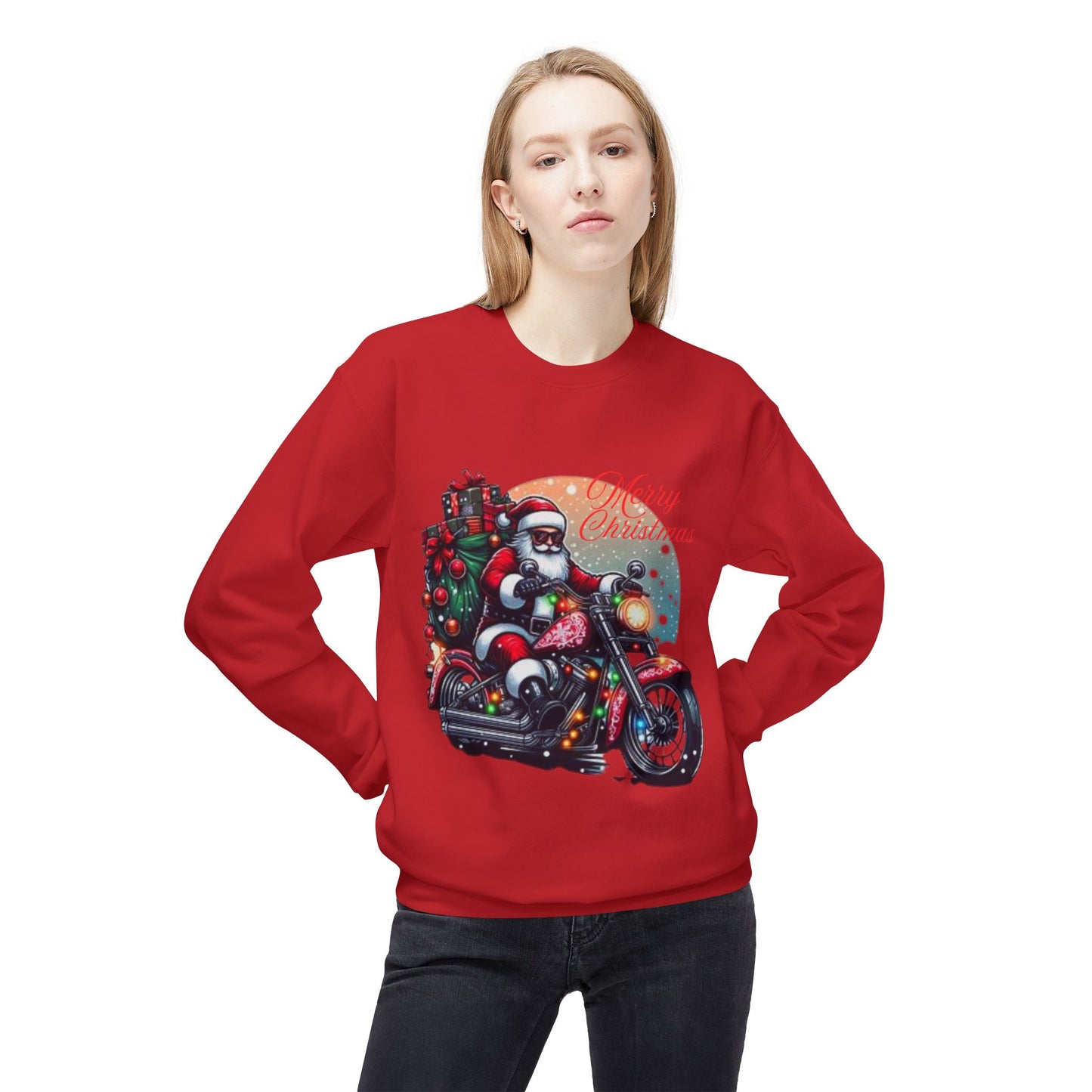 Motorcycle Santa Fleece Sweatshirt