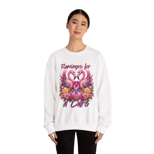 Flamingos For a Cure Breast Cancer Awareness Crewneck Sweatshirt