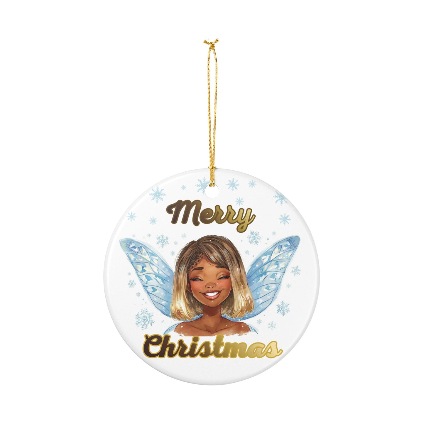 Merry Christmas Fairy Ceramic Ornament — Festive Holiday Tree Decoration