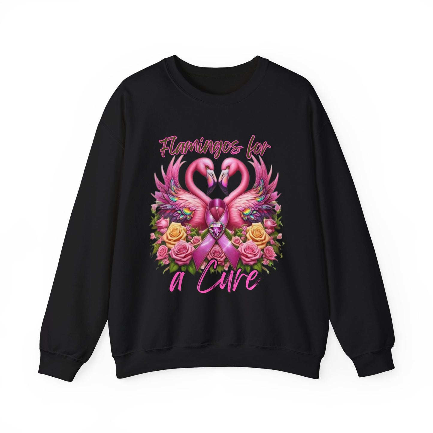 Flamingos For a Cure Breast Cancer Awareness Crewneck Sweatshirt
