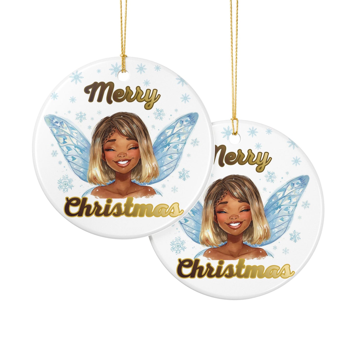 Merry Christmas Fairy Ceramic Ornament — Festive Holiday Tree Decoration