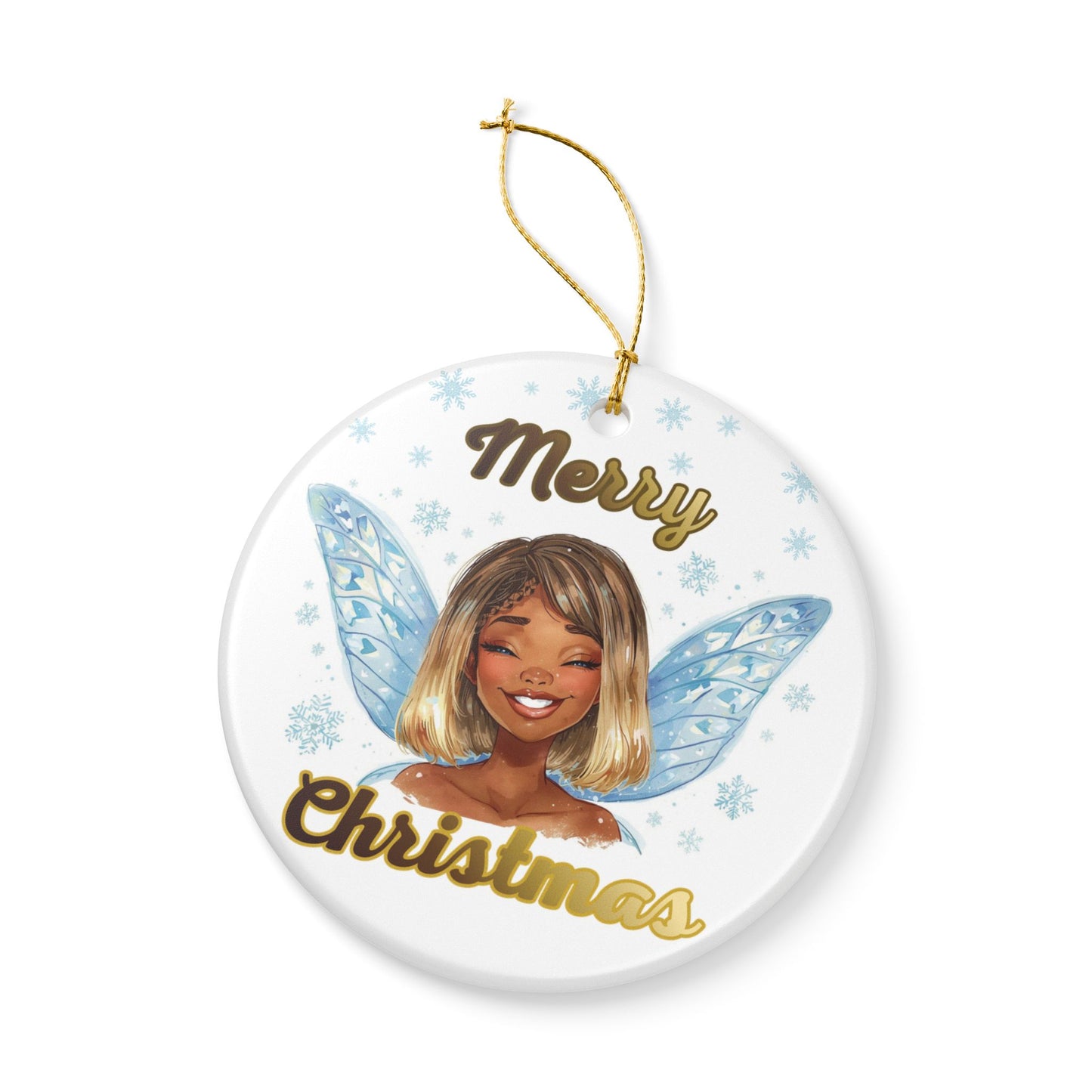 Merry Christmas Fairy Ceramic Ornament — Festive Holiday Tree Decoration