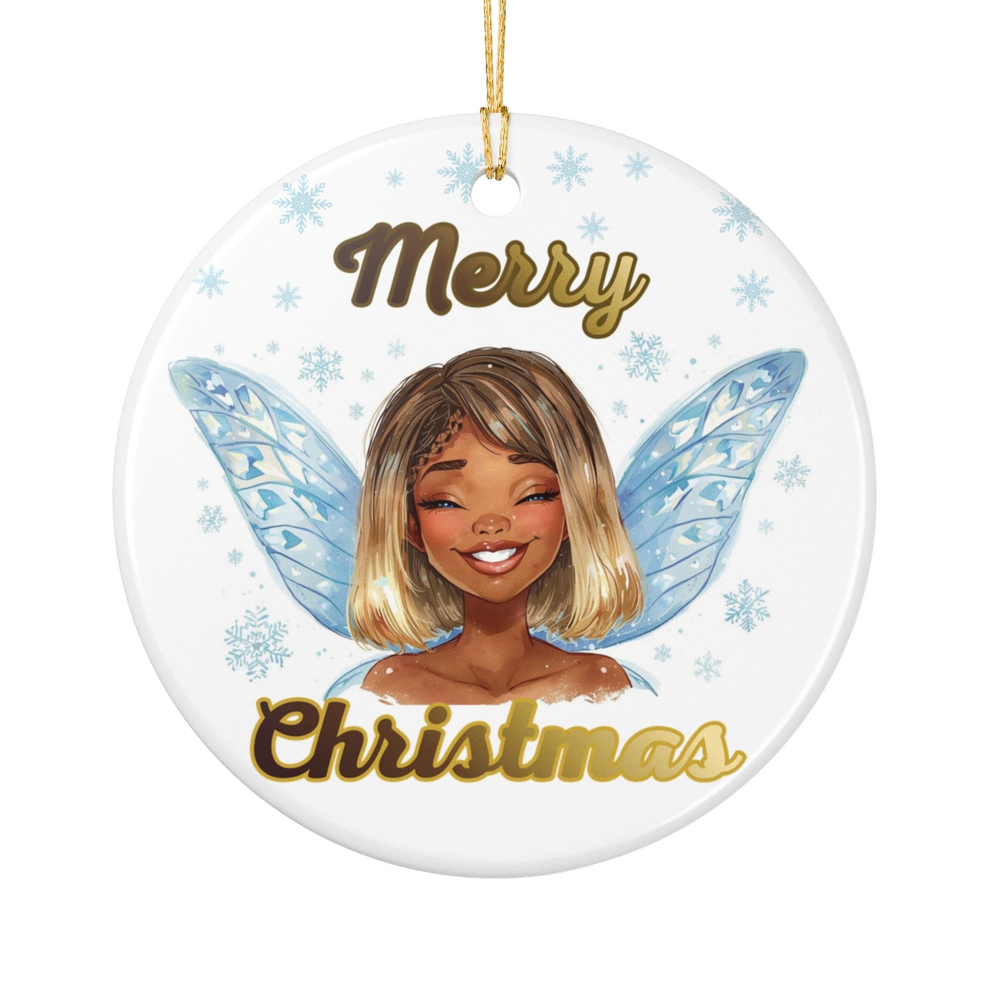 Merry Christmas Fairy Ceramic Ornament — Festive Holiday Tree Decoration