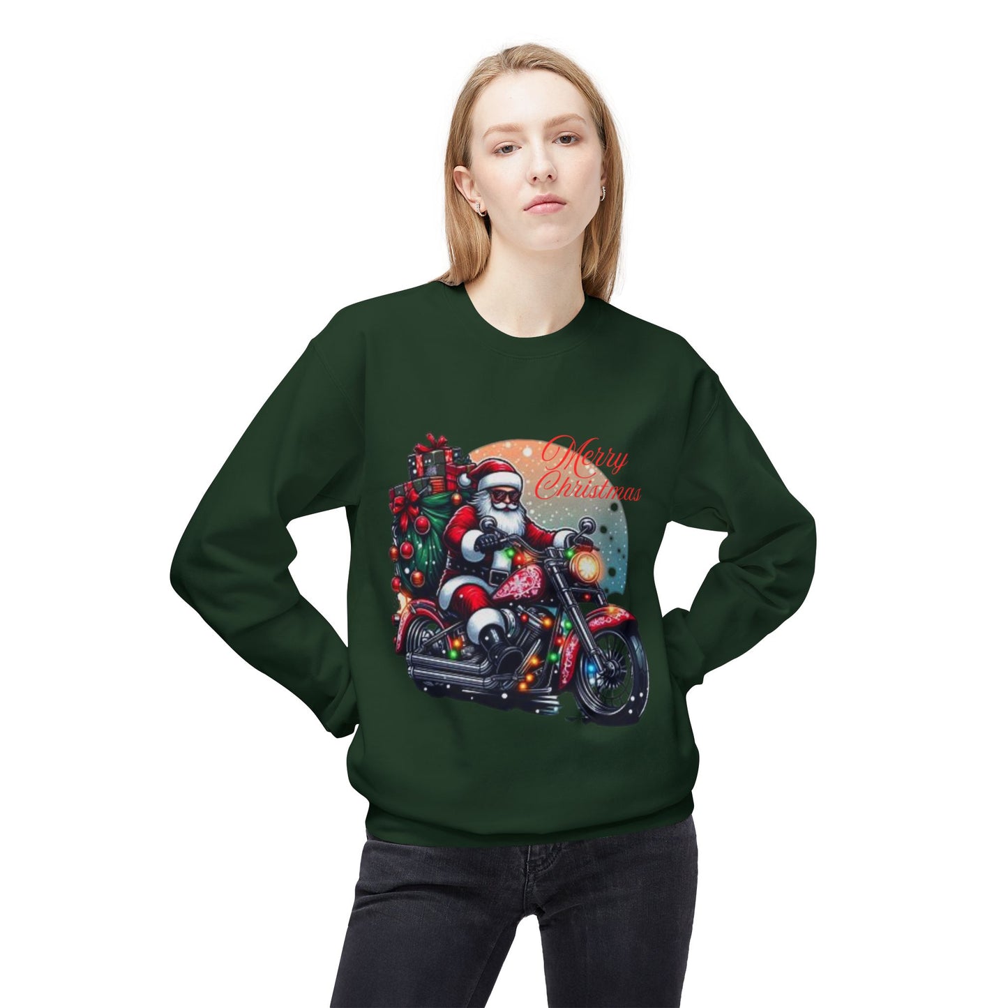 Motorcycle Santa Fleece Sweatshirt