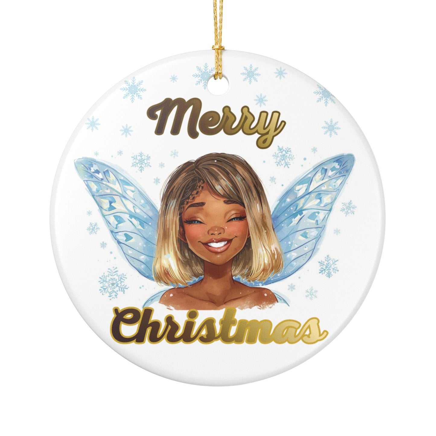 Merry Christmas Fairy Ceramic Ornament — Festive Holiday Tree Decoration