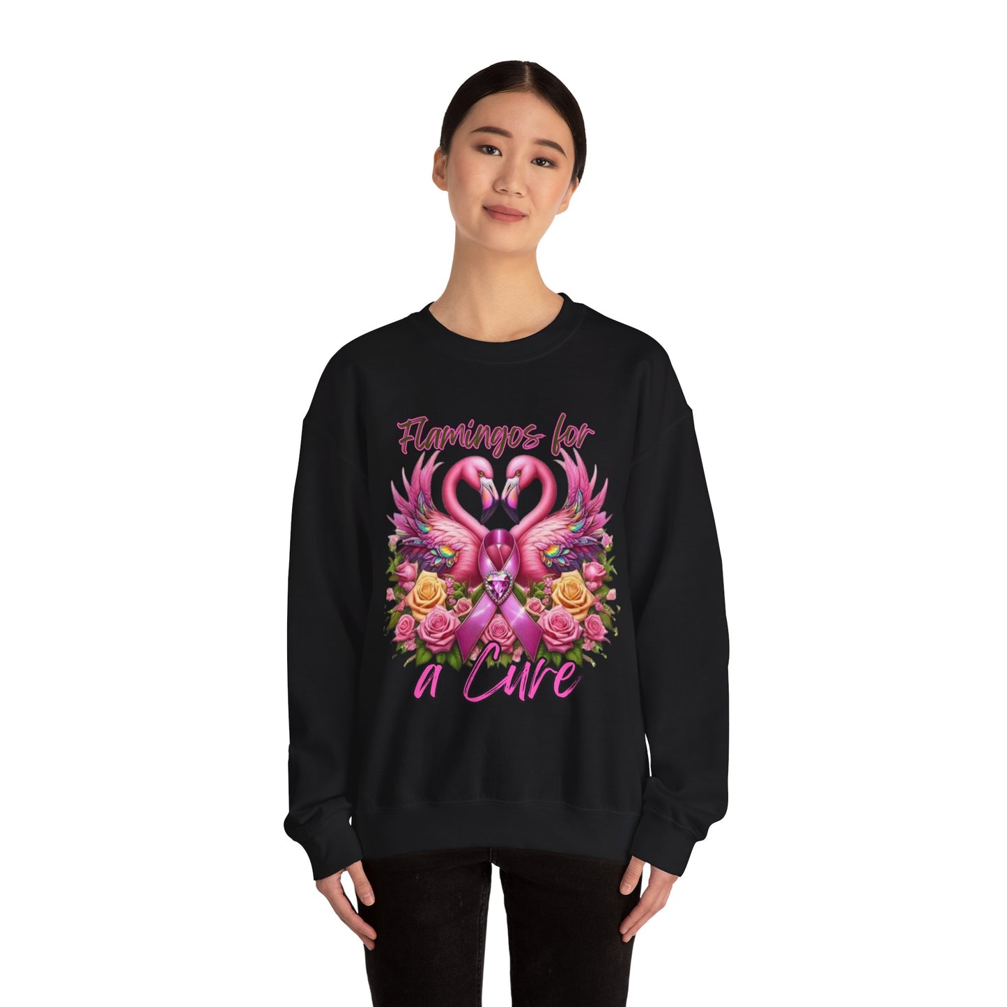 Flamingos For a Cure Breast Cancer Awareness Crewneck Sweatshirt