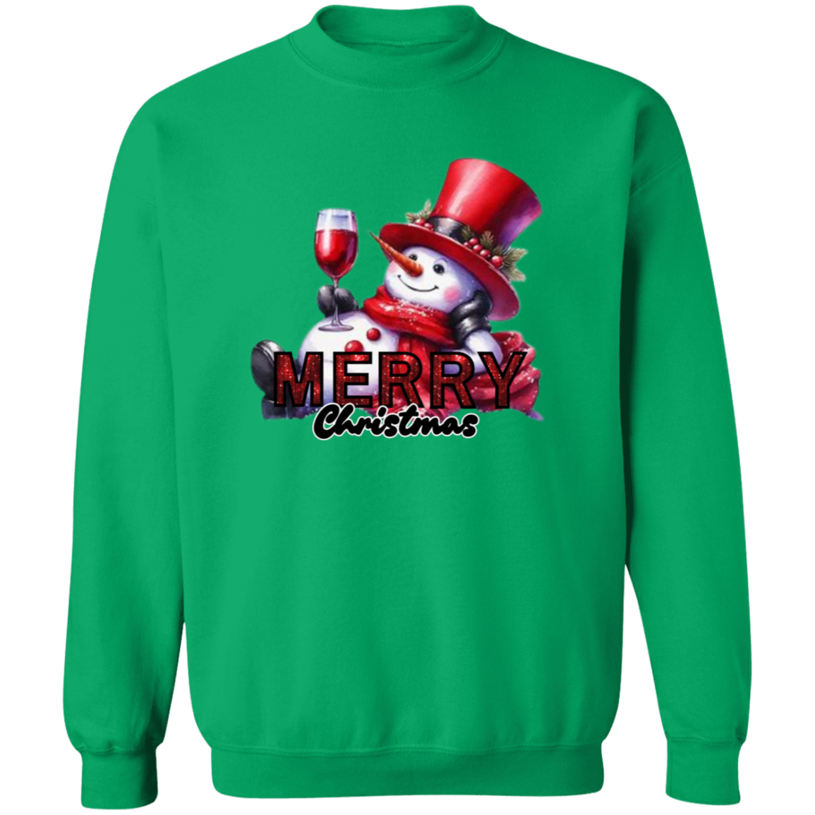 Christmas Snowman Drinking Wine Pullover Sweatshirt