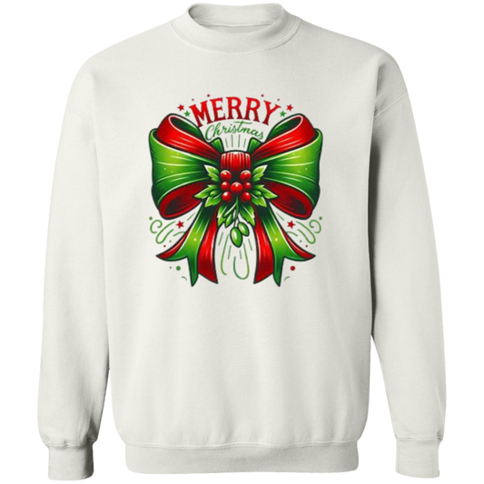 Merry Christmas Bow Ribbon -Pullover Sweatshirt