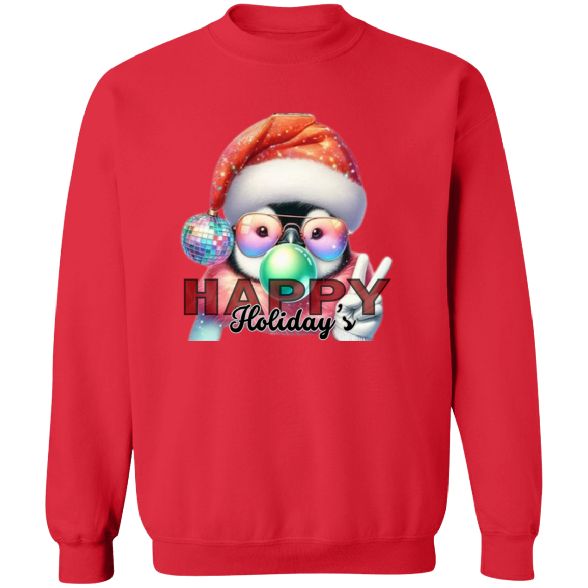 Disco Penguin Christmas  Pullover Sweatshirt